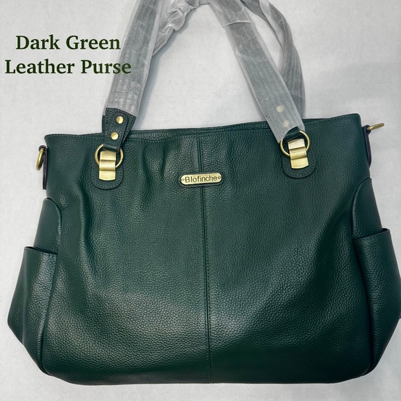 Blofinche Handbags - Dark Green Leather Hobo Bag/Purse/Handbag/Soft